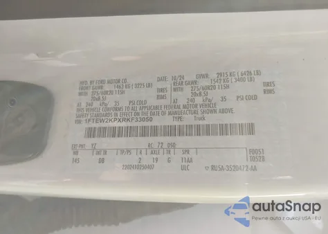 2024 Ford F-150 Stx z USA, uszkodzony, nr VIN 1FTEW2KPXRKF33050